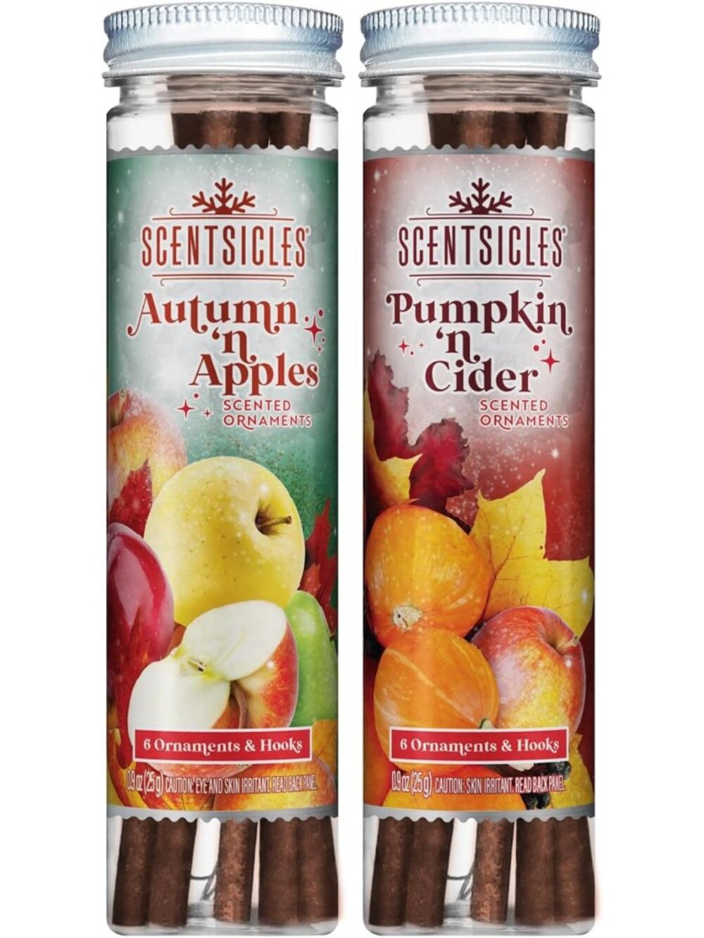 Autumn Apple & Pumpkin Cider Scented Ornaments - 2 Pack for Cozy Home Decor